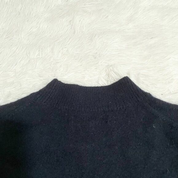 Women LOFT Wool Blend Cropped Mock Neck Sweater in Navy Blue Size Large - Picture 7 of 7